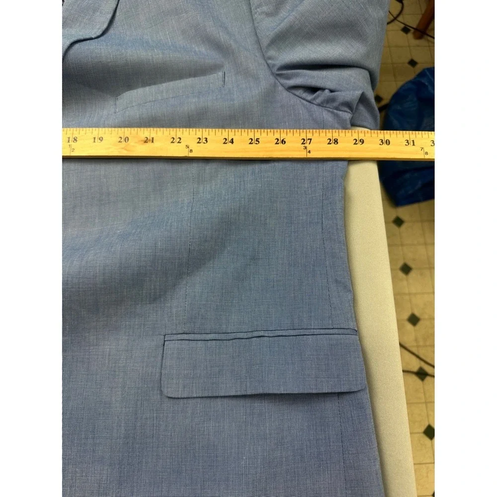 Saddlebred Mens 56R Light Blue 100% Cotton Two Button Blazer Sport Coat